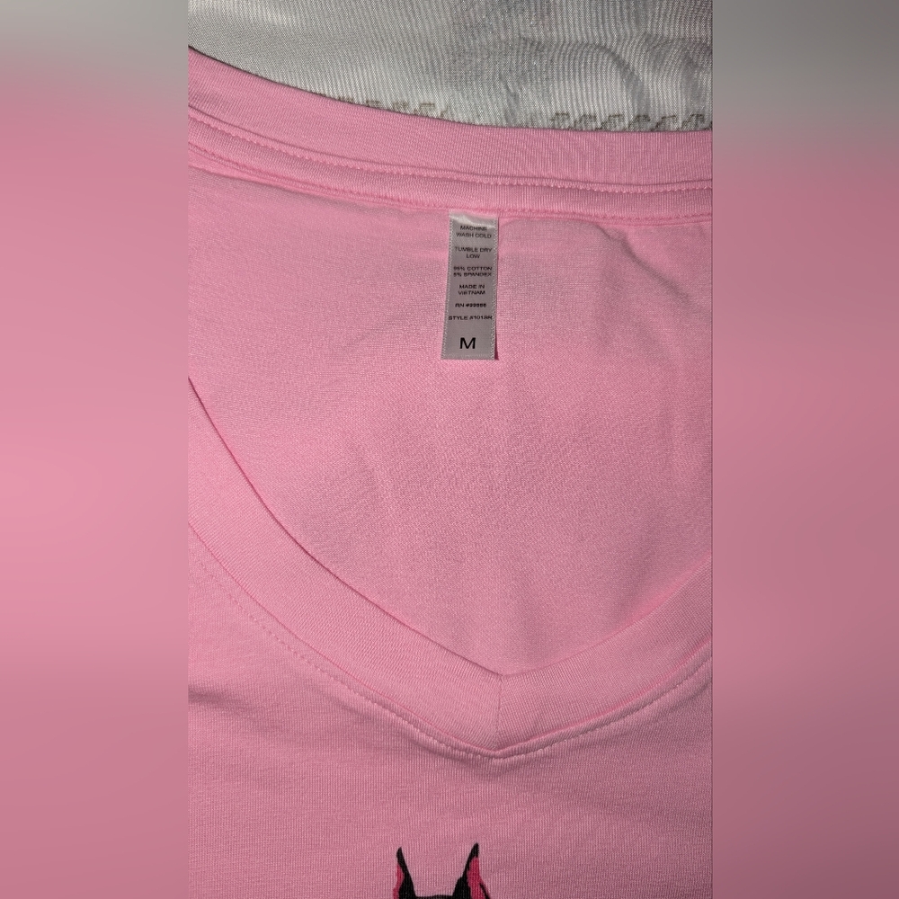 Christina Dienst LAZY LOS ANGELES V Neck T-SHIRT Size Medium Pink NIP - Picture 4 of 5